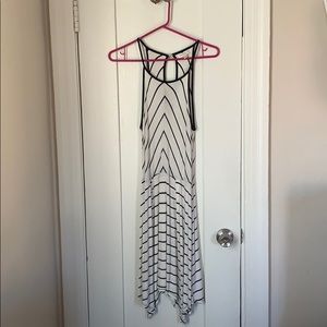 Love Fire Striped halter Dress w Asymmetric Hem